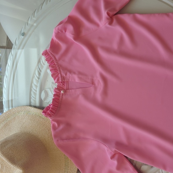 Pink Silky Ruffle Neck Blouse Xs - Picture 10 of 14